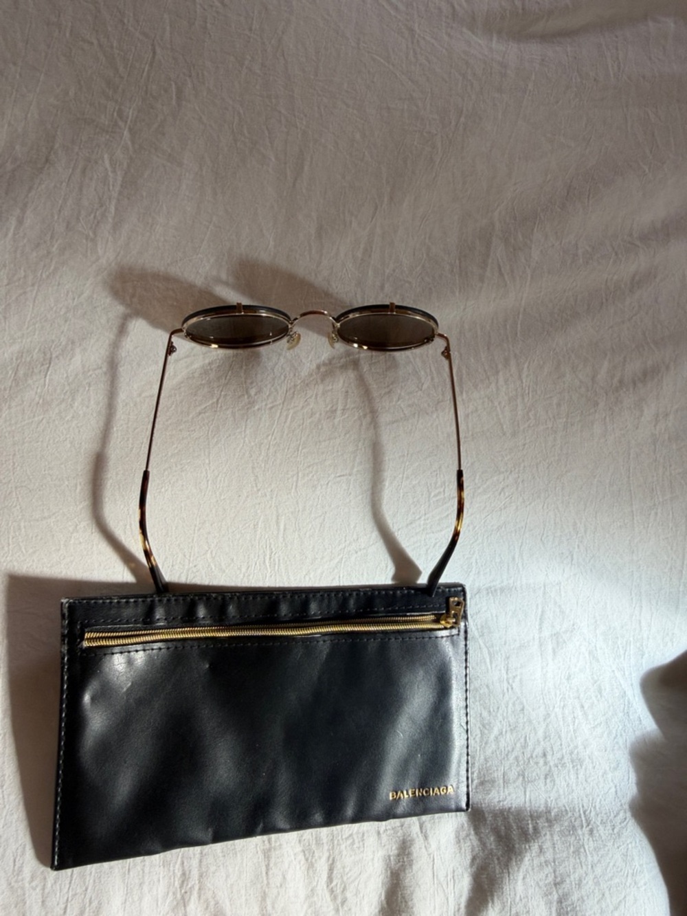 Balenciaga Black Leather Zip Pouch with Gold Hardware - Picture 3 of 5
